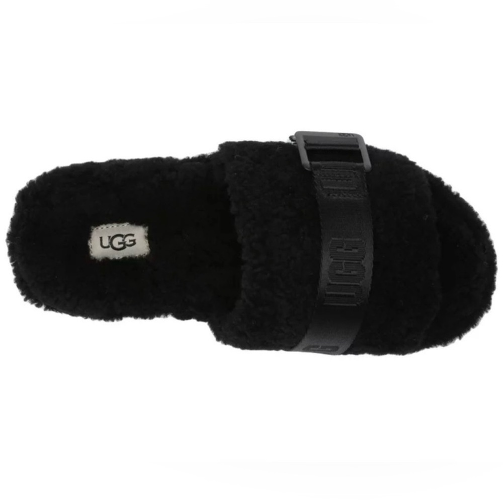 UGG Black Womens Fluffita Fuzzy Slide Sandals - Picture 5 of 13